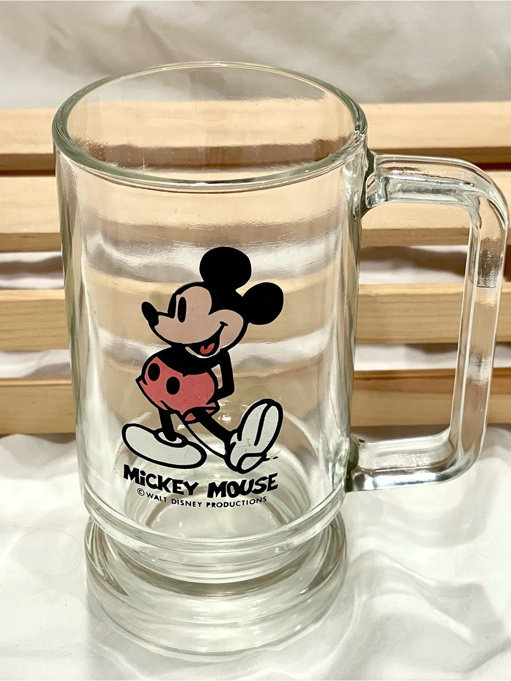 Mickey Mouse Vintage Glass Collectible Handled Mug Root Beer Stein |EUC